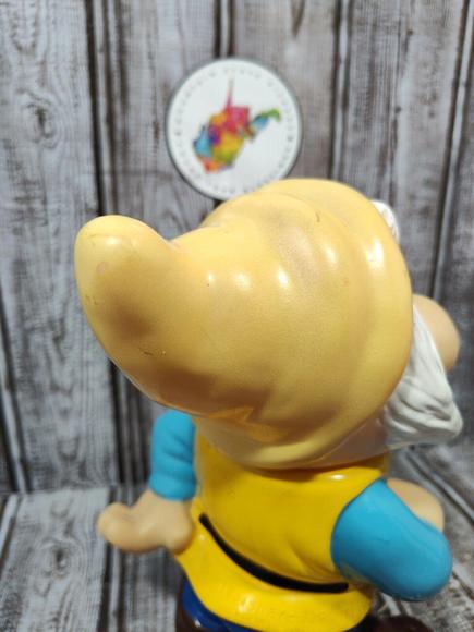 Vintage Walt Disney Productions Happy 3 Dwarf Snow White Vinyl 8" Squeaker Japan - Picture 6 of 12